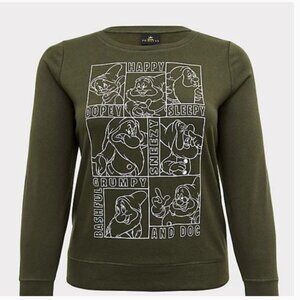 NWT Torrid Disney Snow White and the Seven Dwarfs Sweatshirt Size 2X Green